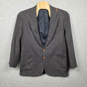 Vintage Hunt Valley Blazer Mens 46L Brown Tweed Wool Elbow Patch Sport Coat 90s